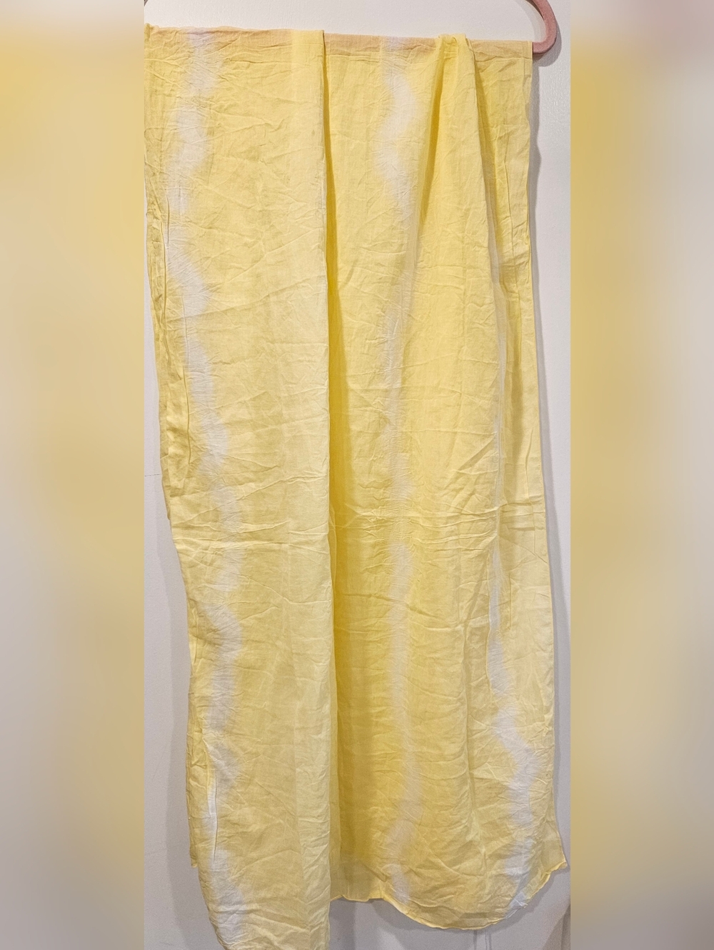 European Culture Italian 100% Cotton Solarpa Tie Dye Yellow White Shawl Scarf